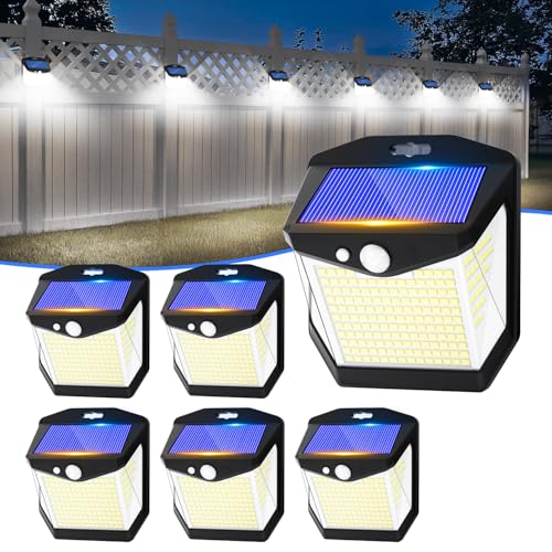 Solarlampen LED Strahler Außen mit Bewegungsmelder: 6 Stück 248 LED Aussen Solar Lampe Outdoor IP65 Wasserdicht Solarleuchte Licht Aussenleuchte 3 Modi Solarlampe 270° Solarlicht Garten Wandleuchte von Vanranger