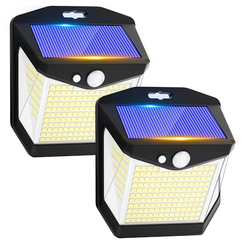 Solarlampen für Außen mit Bewegungsmelder - 248 LED Solar Lampe Aussen IP65 Wasserdicht Solarleuchte 3 Modi Aussenleuchte Outdoor Wandleuchte Außenlampe für Wand Post Pathway Garten（2 Stück） von Vanranger
