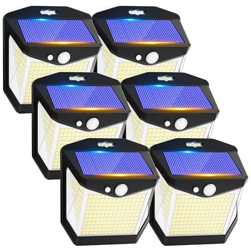 Solarlampen für Außen mit Bewegungsmelder - 6 Stück 248 LED Solar Lampe Outdoor IP65 Wasserdicht Solarlampe 3 Modi Aussenleuchte Solarleuchte Wandleuchte Außenlampe für Wand Post Pathway Garten von Vanranger
