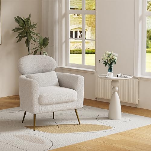 Vanress Freizeitstuhl, einzelner Sofastuhl, gepolsterter Stuhl, geeignet für Wohnzimmer, Schlafzimmer und Balkon 78 * 83 * 72cm – Weiß von Vanress