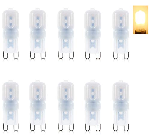 Vansuky AC220V G9 3W (10 Packungen) warmweiß dimmbar Led Lampen, 2835SMD Energiesparlampe. 300lm entspricht 20W Halogenbirne, 360° Abstrahlwinkel von VANSUKY