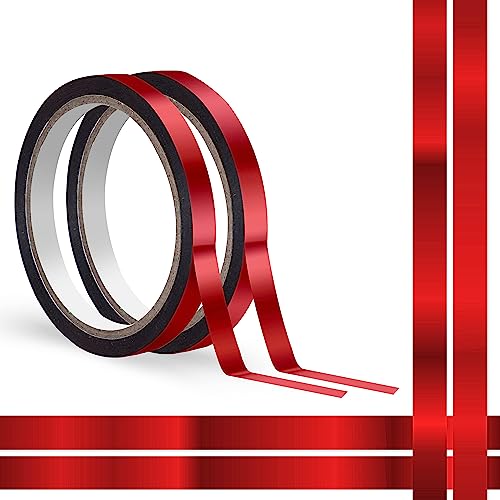 100 Meter Rotes Funkeln Grafikband, 2 Rollen Metallic Washi Tape Wasser-/Reißfestes Metallic Mirror Wrapping, Entfernbar ohne Rückstände für Geschenkbox Home School Office Dekoration, 1cm x 50 Meter von Vantasii