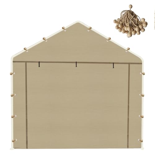 Vanteriam Carport-Ersatz-Seitenwand, Frontplatte, Baldachin, Eingangsplatte mit Reißverschlüssen und elastischen Kugelspannern, 180 g PE wasserdicht und UV-geschützt, Ersatz-Seitenwandabdeckung, Beige von Vanteriam