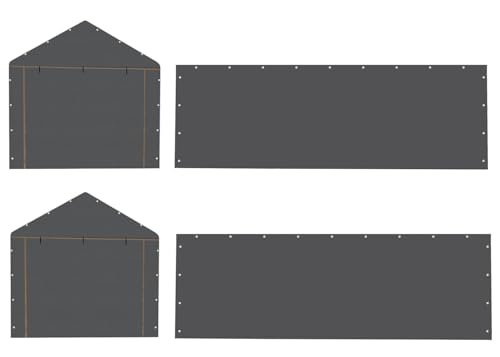 Vanteriam Carport-Ersatzplane, Seitenwandabdeckung, 4 Stück, 180 g PE, wasserdicht und UV-geschützt, Ersatz-Seitenwandabdeckung, Grau, 3 Stück von Vanteriam