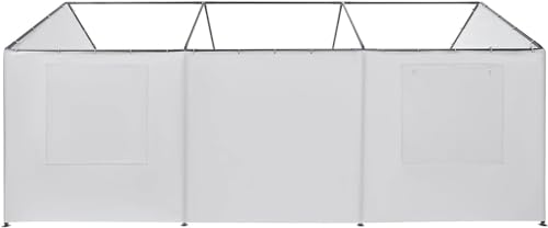 Vanteriam Carport Ersatzplane, Seitenwandpaneel mit Netzfenstern und elastischen Kugelspannern, für 3 x 6 m oder 3,6 x 6,8 m Garage, Partyzelt, Unterstand – Grau, nur eine Seitenwandplatte von Vanteriam