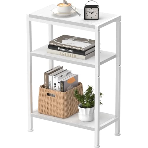 Schmaler Beistelltisch, Nachttisch, Kleiner Tisch, 3 Ablagen Nachttisch Schmal mit Stauraum, sofa beistelltisch für schmale Räume, Wohnzimmer, Schlafzimmer, Küche & Balkon, Arbeitszimmer (Weiß) Schmaler Beistelltisch, Nachttisch, Kleiner Tisch, 3 Ablagen Nachttisch Schmal mit Stauraum, sofa beistelltisch für schmale Räume, Wohnzimmer, Schlafzimmer, Küche & Balkon, Arbeitszimmer (Weiß) von Vantimo