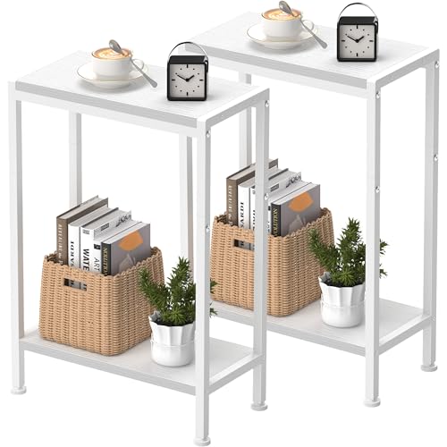 Vantimo Schmaler Beistelltisch, Nachttisch, 2er Set, 2 Ablagen Nachttisch Schmal mit Stauraum, Sofa beistelltisch für schmale Räume, für Wohnzimmer, Schlafzimmer, Küche &Balkon, Arbeitszimmer (Weiß) Vantimo Schmaler Beistelltisch, Nachttisch, 2er Set, 2 Ablagen Nachttisch Schmal mit Stauraum, Sofa beistelltisch für schmale Räume, für Wohnzimmer, Schlafzimmer, Küche &Balkon, Arbeitszimmer (Weiß) von Vantimo