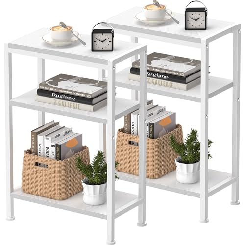 Vantimo Schmaler Beistelltisch, Nachttisch, 2er Set, Kleiner Tisch, 3 Ablagen Nachttisch Schmal mit Stauraum, Sofa beistelltisch für schmale Räume, Wohnzimmer, Schlafzimmer, Küche &Balkon (Weiß) Vantimo Schmaler Beistelltisch, Nachttisch, 2er Set, Kleiner Tisch, 3 Ablagen Nachttisch Schmal mit Stauraum, Sofa beistelltisch für schmale Räume, Wohnzimmer, Schlafzimmer, Küche &Balkon (Weiß) von Vantimo
