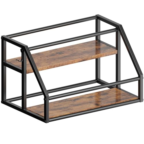 Vantimo Gewürzregal mit 2 Ebenen, Küchenregal Klein, Aufbewahrungsregal, Regal Küche Arbeitsplatte, Kaffeebar Regal Organizer für Küche, Esszimmer, Büro, vintagebraun von Vantimo
