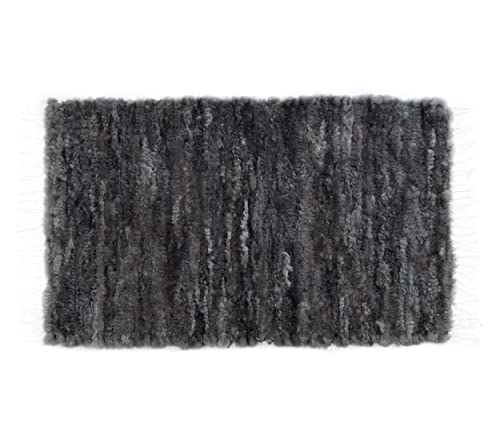 Vanuba - Handgewebter Schaffell Teppich, 60x100 cm, Kurzflor Lammfell, Warm und Weich, Perfekt für jedes Arrangement, 100% handgemachtes Naturprodukt, Zero Waste - Dunkel von Vanuba