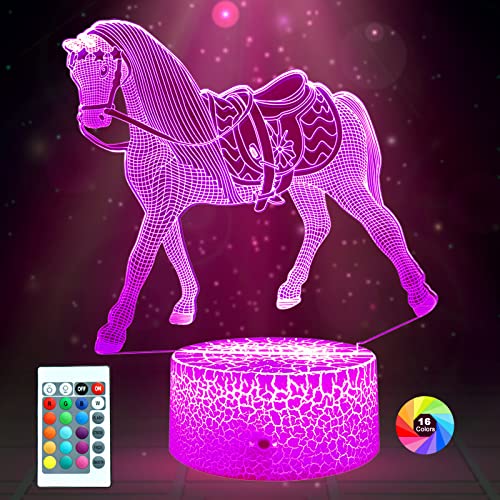 Pferde Geschenke für Mädchen,3D Pferd Nachtlicht für Kinderzimmer,Pferde Lampe 16 Farbwechsel mit Fernbedienung&Smart-Touch,Pferde Geburtstag Weihnachtengeschenke für Kinder 3 5 6 7 8 9 Jahren von Vanwilit
