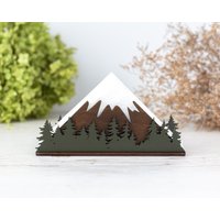 Serviettenhalter Aus Holz Mit Berge & Wald Design | Aufbewahrung Für Die Küche | Luncheon Und Cocktail-Servietten von VanzaShop
