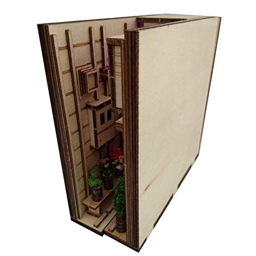 Vaorwne Wooden Book Nook Inserts Kunst BuchstüTzen DIY BüCherregal Dekor Standdekoration Japanische Art Home Decoration von Vaorwne