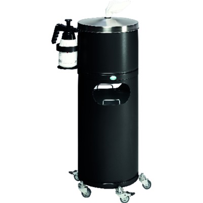 Desinfektionsstation fahrbar, silber mit Flaschenhalter von Var