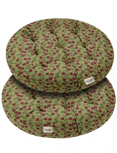 Vargottam 22" Round Meditation Cushion - Wildberry Meadow Cotton Tufted Floor Pillow with Memory Foam Fill for Yoga, Reading, Relaxation & Indoor Seating von Vargottam