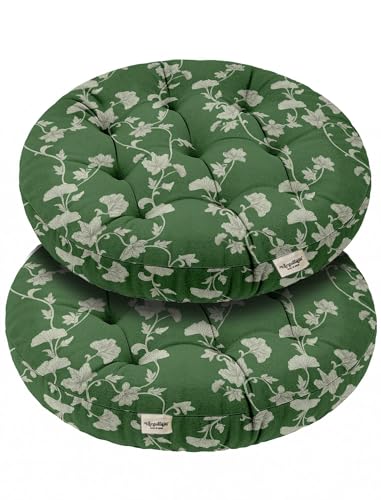 Vargottam 22" Round Tufted Floor Cushion - Green Block Pprint Vine Cotton Meditation Pillow with Memory Foam Filling, Floor Seating Pouf for Living Room, Bedroom, Yoga & Reading Vargottam 22" Round Tufted Floor Cushion - Green Block Pprint Vine Cotton Meditation Pillow with Memory Foam Filling, Floor Seating Pouf for Living Room, Bedroom, Yoga & Reading von Vargottam