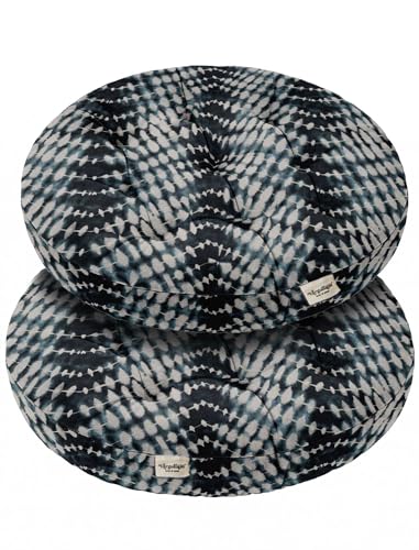 Vargottam 22" Round Tufted Floor Cushion - Indigo Mirage Cotton Meditation Pillow with Memory Foam Filling, Floor Seating Pouf for Living Room, Bedroom, Yoga & Reading von Vargottam