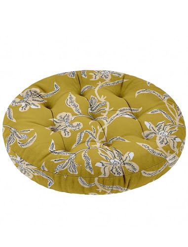 Vargottam 22" Round Tufted Floor Cushion - Mustard Floral Bloom Cotton Meditation Pillow with Memory Foam Filling, Floor Seating Pouf for Living Room, Bedroom, Yoga & Reading Vargottam 22" Round Tufted Floor Cushion - Mustard Floral Bloom Cotton Meditation Pillow with Memory Foam Filling, Floor Seating Pouf for Living Room, Bedroom, Yoga & Reading von Vargottam