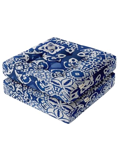 Vargottam 22" Square Cotton Floor Cushion - Blue Boho Patchwork Tufted Pillow with Memory Foam Filling for Meditation, Relaxation & Living Room Seating von Vargottam
