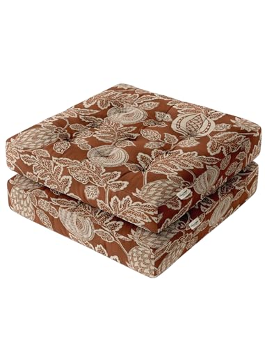 Vargottam 22" Square Cotton Floor Cushion - Earthen Folk Bloom Tufted Pillow with Memory Foam Filling for Meditation, Relaxation & Living Room Seating von Vargottam