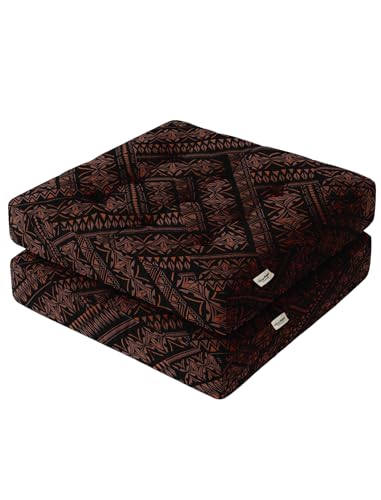 Vargottam 22" Square Cotton Floor Cushion - Ethnic Maze Tufted Pillow with Memory Foam Filling for Meditation, Relaxation & Living Room Seating von Vargottam