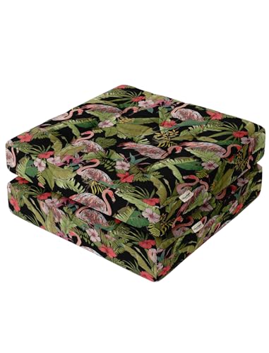 Vargottam 22" Square Cotton Floor Cushion - Flamingo Fiesta Tufted Pillow with Memory Foam Filling for Meditation, Relaxation & Living Room Seating von Vargottam