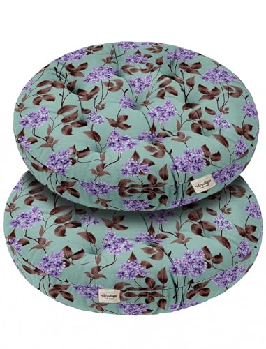 Vargottam 22" Tufted Cotton Floor Cushion - Lilac Meadow Mist Round Seating Pillow with Shredded Memory Foam for Lounge, Boho Decor, Meditation, and Living Room von Vargottam