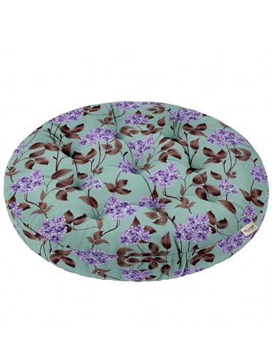 Vargottam 22" Tufted Cotton Floor Cushion - Lilac Meadow Mist Round Seating Pillow with Shredded Memory Foam for Lounge, Boho Decor, Meditation, and Living Room von Vargottam