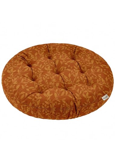 Vargottam 22" Tufted Cotton Floor Cushion - Rust Autumn Vine Round Seating Pillow with Shredded Memory Foam for Lounge, Boho Decor, Meditation, and Living Room von Vargottam