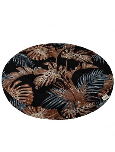 Vargottam 22" Tufted Cotton Floor Cushion - Shadow Tropics Round Seating Pillow with Shredded Memory Foam for Lounge, Boho Decor, Meditation, and Living Room von Vargottam