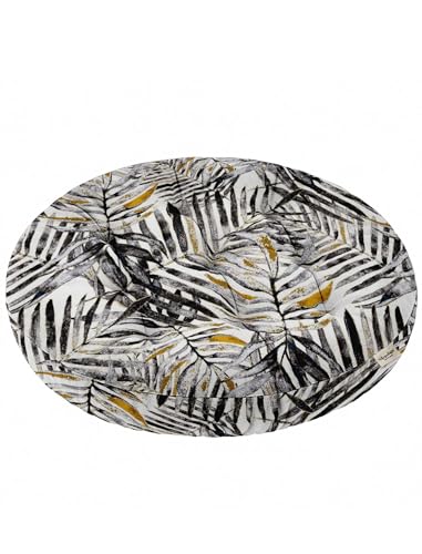 Vargottam 22" Tufted Cotton Floor Cushion - Tropical Leaf Print Round Seating Pillow with Shredded Memory Foam for Lounge, Boho Decor, Meditation, and Living Room von Vargottam