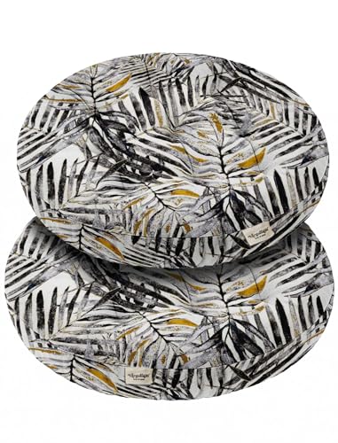 Vargottam 22" Tufted Cotton Floor Cushion - Tropical Leaf Print Round Seating Pillow with Shredded Memory Foam for Lounge, Boho Decor, Meditation, and Living Room von Vargottam