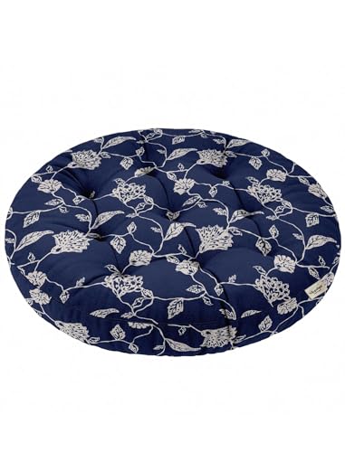 Vargottam Floor Cushion Seat - 22 Inch Round Cotton Pouf with Memory Foam, Tufted Floor Pillow for Meditation & Home Décor - Batik Vine von Vargottam