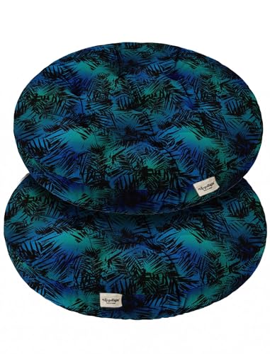 Vargottam Floor Cushion Seat - 22 Inch Round Cotton Pouf with Memory Foam, Tufted Floor Pillow for Meditation & Home Décor - Midnight Jungle von Vargottam