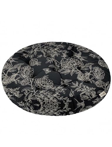 Vargottam Floor Cushion Seat - 22 Inch Round Cotton Pouf with Memory Foam, Tufted Floor Pillow for Meditation & Home Décor - Noir Garden Sketch Vargottam Floor Cushion Seat - 22 Inch Round Cotton Pouf with Memory Foam, Tufted Floor Pillow for Meditation & Home Décor - Noir Garden Sketch von Vargottam