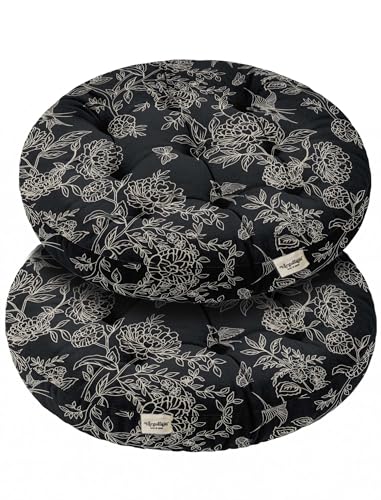 Vargottam Floor Cushion Seat - 22 Inch Round Cotton Pouf with Memory Foam, Tufted Floor Pillow for Meditation & Home Décor - Noir Garden Sketch Vargottam Floor Cushion Seat - 22 Inch Round Cotton Pouf with Memory Foam, Tufted Floor Pillow for Meditation & Home Décor - Noir Garden Sketch von Vargottam