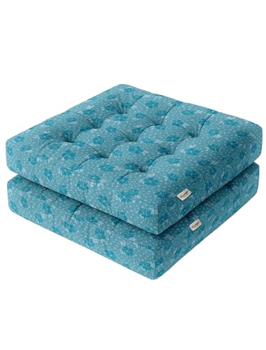 Vargottam Floor Seat Cushion - Aqua Petal Bloom 22" Square Cotton Pouf with Tufted Top, Ideal for Meditation, Reading & Home Accent Seating Vargottam Floor Seat Cushion - Aqua Petal Bloom 22" Square Cotton Pouf with Tufted Top, Ideal for Meditation, Reading & Home Accent Seating von Vargottam