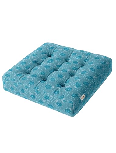 Vargottam Floor Seat Cushion - Aqua Petal Bloom 22" Square Cotton Pouf with Tufted Top, Ideal for Meditation, Reading & Home Accent Seating Vargottam Floor Seat Cushion - Aqua Petal Bloom 22" Square Cotton Pouf with Tufted Top, Ideal for Meditation, Reading & Home Accent Seating von Vargottam