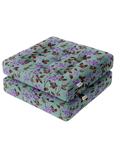 Vargottam Floor Seat Cushion - Lilac Meadow Mist 22" Square Cotton Pouf with Tufted Top, Ideal for Meditation, Reading & Home Accent Seating von Vargottam