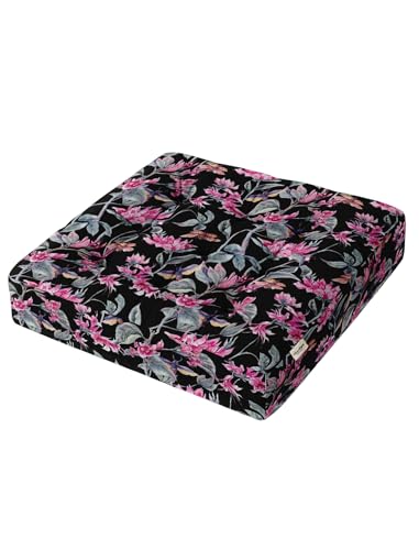 Vargottam Floor Seat Cushion - Midnight Tropical Bloom 22" Square Cotton Pouf with Tufted Top, Ideal for Meditation, Reading & Home Accent Seating Vargottam Floor Seat Cushion - Midnight Tropical Bloom 22" Square Cotton Pouf with Tufted Top, Ideal for Meditation, Reading & Home Accent Seating von Vargottam