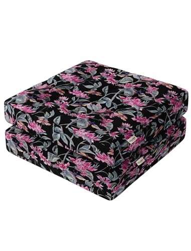 Vargottam Floor Seat Cushion - Midnight Tropical Bloom 22" Square Cotton Pouf with Tufted Top, Ideal for Meditation, Reading & Home Accent Seating Vargottam Floor Seat Cushion - Midnight Tropical Bloom 22" Square Cotton Pouf with Tufted Top, Ideal for Meditation, Reading & Home Accent Seating von Vargottam