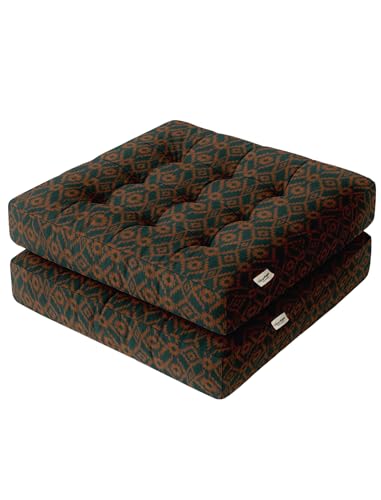 Vargottam Floor Seat Cushion - Tribal Rust Print 22" Square Cotton Pouf with Tufted Top, Ideal for Meditation, Reading & Home Accent Seating von Vargottam