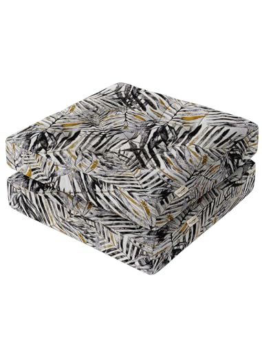 Vargottam Floor Seat Cushion - Tropical Leaf Print 22" Square Cotton Pouf with Tufted Top, Ideal for Meditation, Reading & Home Accent Seating von Vargottam