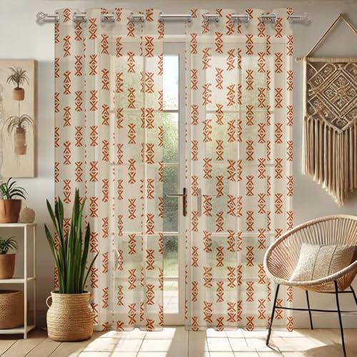 Vargottam Gardinen mit geometrischem Design für Fenster und Türen – 2-teiliges Set, 213,4 cm Länge, Ösen Oben, lichtfilternder Georgette-Vorhang für Wohnzimmer, Schlafzimmer oder Büro Vargottam Gardinen mit geometrischem Design für Fenster und Türen – 2-teiliges Set, 213,4 cm Länge, Ösen Oben, lichtfilternder Georgette-Vorhang für Wohnzimmer, Schlafzimmer oder Büro von Vargottam