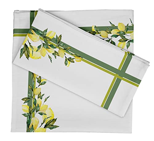 Vargottam Luxuskollektion Abendtisch Leinen Dekor Baumwollserviette Printed Stoff Wiederverwendbare Servietten Set of 4, 20 "X 20" - Zitrone von Vargottam