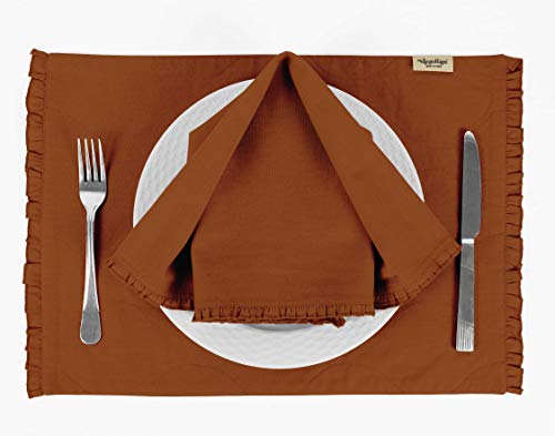 Vargottam Rostbraun solide Wohnkultur Esszimmer Reversible Tablemats Mit Servietten-Set-Packung von 8 von Vargottam