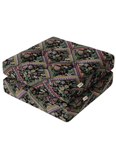 Vargottam Square Floor Pillow - Boho Floral Patchwork 22x22 Cotton Cushion with Shredded Memory Foam for Floor Seating, Yoga & Zen Decor von Vargottam