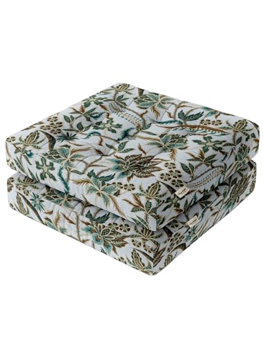 Vargottam Square Floor Pillow - Botanical Garden Sketch 22x22 Cotton Cushion with Shredded Memory Foam for Floor Seating, Yoga & Zen Decor von Vargottam
