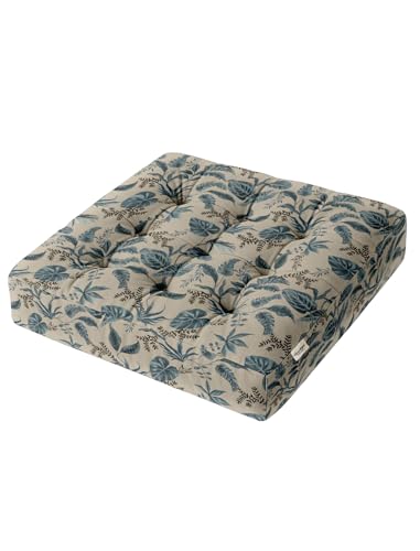 Vargottam Square Floor Pillow - Dusty Tropic 22x22 Cotton Cushion with Shredded Memory Foam for Floor Seating, Yoga & Zen Decor von Vargottam