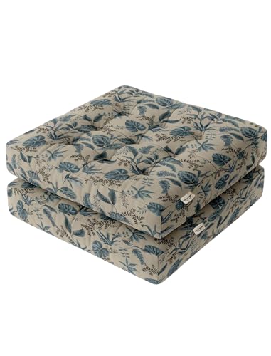 Vargottam Square Floor Pillow - Dusty Tropic 22x22 Cotton Cushion with Shredded Memory Foam for Floor Seating, Yoga & Zen Decor von Vargottam
